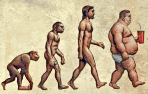 Evolution Of Man-Ape to Fat Man with Soft Drink-Sugar is Bad